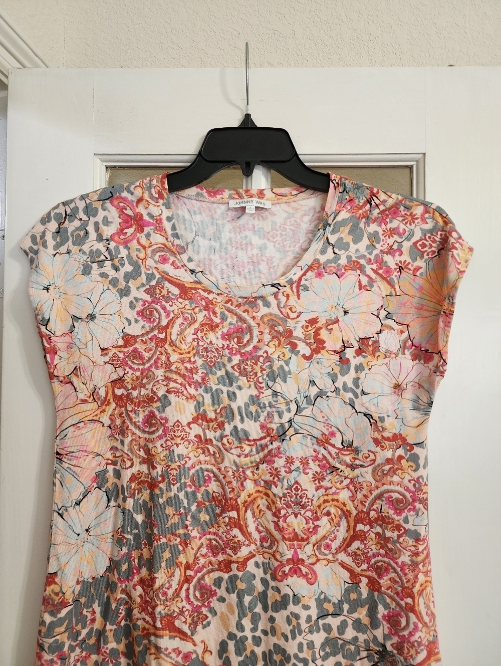 Johnny Was Pima Cotton Modal Floral Paisley Cap Sleeve Dress Tunic Sz S - Picture 5 of 9